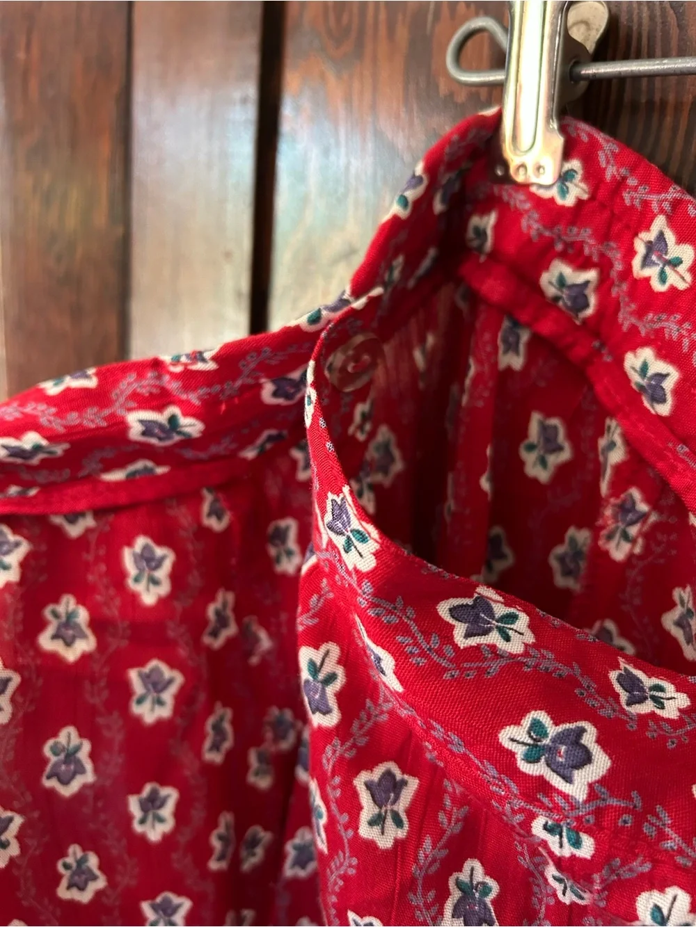 Vintage L.L. Bean Red Floral Maxi Wrap Skirt